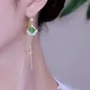 Dangle Earrings Long Apricot Leaf Tassel Hanging 925 Silver Needle Opal Designer Model Fashionable Elegant High-Grade All-Match Earring