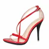 Sapatos de vestido Mulheres Sandálias Chinelos Moda Mules Sexy Feminino Vermelho Salto Alto 11cm Stilettos Tamanho Grande 42 H24032131VP