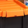 IRIS USA Sacolas de armazenamento com fechadura de 3 galões com tampas, pacote de 5 - tampa laranja, recipientes empilháveis duráveis para serviços pesados, grandes recipientes de organização de garagem, banheiras móveis, vermelho