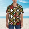 Camicie casual da uomo Camicia hawaiana da spiaggia Divertenti camicette da poker Top comodo da uomo a maniche corte con stampa floreale e sentita