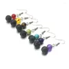 Boucles d'oreilles pendantes 8MM, perles sept Chakras 10mm, perle de lave noire, diffuseur d'huile essentielle, bijoux à faire soi-même