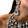 Stonefans – ensemble de bijoux carrés à pampilles pour femmes, accessoires d'été surdimensionnés, collier et boucles d'oreilles en cristal, 240305