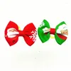 ملابس الكلاب 100pc/Lot Christmas Bows Santa Snowman Cat Hair Grooming Associory Holiday Pet Supplies