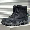 Tasarımcı Erkek Savaş Strike Boots Yeşil Siyah Paris Kovboy Pamuk Tuval Vintage Lüks Platform Moda Yüksek Şövalye Botları Sonbahar Kış Styles POTES