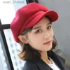 Ball Caps Autumn and Winter Womens Hat Solid Color Octagonal News Boys C Mens Womens Leisure Wool Winter Beret Female PainterC24319