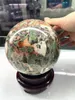 Decorative Figurines 15CM 4.8KG Unique Indie Jewelry Ball Natural Green Jasper Money Agate Crystal Stone Sphere Desk Ornament Decoration