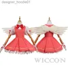 Cosplay Anime Kostüme Card Captor Sakura Kinomoto Sakura Battle Lolita Kleid Party Uniform Rollenspiel und Flügel Halloween Damen WearC24320