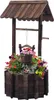Wooden Wishing Wells for Outdoors with Hanging Bucket, Wishing Well Planters Rustic Style Patio Garden Ornamental