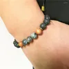 Ensemble de 2 brins de bracelets de personnalité pour hommes, Labradorite, pierre de lave, bois de santal, cadeau de vacances pour garçon