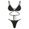 Maillots de bain pour femmes Sexy maillot de bain ensemble deux pièces femmes rivet bikini triangle coupe croix pendentif string ensemble J240319