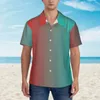 Chemises décontractées pour hommes Chemise de plage bicolore abstraite Hommes stylisés orange et bleu ciel été manches courtes design vintage chemisiers surdimensionnés