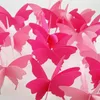 Décoration de fête 4pcs rose papillon suspendus guirlandes 3D papier banderoles filles anniversaire mariage bébé douche maison drapeau décor