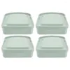 Plates 4 Pcs Sandwich Box Containers Storage Reusable Small Metal With Lid Lunch For Adults Bamboo Fiber Outdoor Lunchbox