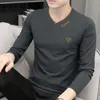 Moda coreana elegante outono camiseta masculina solta casual esportes chique cor sólida t y2k hipster rua casual topo roupas masculinas 240313
