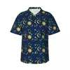 Men's Casual Shirts Hawaiian Shirt Vacation Glod Moon Blouses Sun And Stars Print Elegant Men Short Sleeves Streetwear Clothing