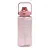 Wasserflaschen mit Strohhalm, 67 Oz/2 l Flasche B P A, kostenloser innovativer 2-in-1-Deckel, Sportzeiten zum motivierenden Trinken