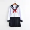 White Schoolgirl Uniform Japanese Class Navy Sailor School Uniforms Studenter Kläder för flickor Anime Cos Suit Plus 240315