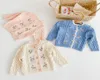 Vestes pour bébés filles, Cardigan tricoté avec broderie de fleurs, manteau pull pour bébé fille, automne et hiver, 1423310