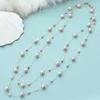 Pendant Necklaces 2024 New Simulated Pink Pearl Long Necklace Collar Fashion Women Double Layer Necklaces Pendants Jewelry Chain Bijoux GiftsL2403L2403