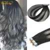 Наращивание Veravicky 16 "24" 50G T1BP1B/Серый Balayage Ombre Machine Remy Silver Tape в человеческих волосах с утком кожи Натуральные волосы для наращивания