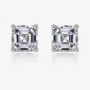 Studörhängen 925 Sterling Silver Square Cubic Zirconia Diamond Asscher Cut Studs For Women Fine Jewelry Gift Wholesale