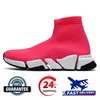 Designer Sock Shoes Graffiti White Black Red Beige Pink Clear Sole Lace-Up Neon Yellow Socks Speed ​​Runner Trainers Flat Patform Slip On Sneaker For Men Women