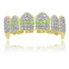 Halloweens Gift Hip Hops Real Gold Plated Teeth Grillz Iced Out Cz Top Bottom Vampire Fang Teeth Grills For Party