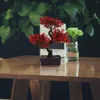 Flores decorativas decoração do escritório planta em vaso artificial bonsai estátua decorar decorações falso adornos de mesa vegetação vermelho falso plantas falsas