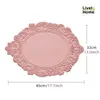 45CM Silicone Oval Placemat Flower Embossed Large Lace Tablemat Non-Slip Korea Platter Mat Dining Dinner Tableware Cup Coasters 240315