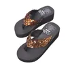 Slippers Damesmode Zomer Hoge Hakken Zoete Strand Fiber Platform Schoenen Sandalen Antislip Feet01CL8Z H240322