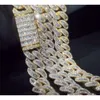 Sparkling Hiphop Iced Out Vvs Baguette 18/20/25mm Custom Necklace 925 Sterling Silver Gold Plated Cuban Link Chain