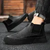 Boots Leather Boots Men Shoes Casual Slip On Patent Boots Work Retro Leather Ankle Botas Hot Sale Hombres Botas Autumn