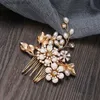 Tiaras Fashion Pearls Gold Wedding Hair Akcesoria Kwiaty Bridal Hair Bejdia Pinki włosów Pinki Pearl Clips dla kobiet nakrycia głowy Y240320