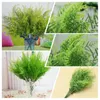 Flores decorativas artificial grama verde plástico 7 hastes plantas falsas folhagem folhas decoração para casa