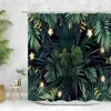 Duschgardiner Palm Leaf Cardin Tropical Greenery Flower Farm Modern Polyester Printed Home Badrumdekor med krokar