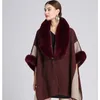 Écharpes Poncho Cape Capuchon Cachemire Fausse Fourrure Manteau Couverture Surdimensionnée Écharpe Pashmina Châles Cardigans Head Wraps Pull En Tricot Solide