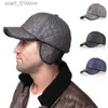 Casquettes de baseball Mode chaude hiver chaud hommes chapeau en cuir brillant Baseball C cuir brillant loisirs Sports C épais Protection des oreilles chaud HatC24319