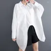 Blusas femininas primavera estilo coreano plus size irregular mangas morcego casual preguiçoso solto camisa vintage