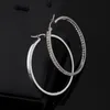 Luxury CZ Crystal Hoop örhängen Titanium Steel Stora Big Charm Earrings Dingle Circle Ear smycken Party Birthday Wedding Accessories Gift No Fade Color