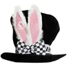 BERETS BLACK VELVET EAR TOP HAT PARTY DECORATION LATTICE BOW EASTER DAYバケツキャップハッピーアダルト