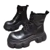 Boots 2023 Nouvelle tendance Chaussures de plate-forme d'hiver Femmes Goth Boots Chelsea Chaussures de cheville Mid Talons Moto Moto Mode Boots décontractés Punk Mujer