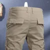 Pantalon pour hommes kaki classique salopette élastique lâche droite extérieure cheville bandée jeunesse alpinisme décontracté
