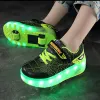 Skor barn sneakers USB Ladda upp lätta skridskor skor pojkar flickor avslappnad skateboard sko rullskridskor utomhus sportskor med led