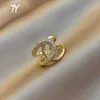 2020 Nieuwe Metalen Zirkoon Kruis Goud Kleur Open Ringen Mode Koreaanse Sieraden Voor Vrouw Luxe Bruiloft Meisje Vinger Unusual274R