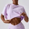 Yiyi överdimensionerad fritidsdrakning över löpande skördetoppar kvinnor snabb torr svett-vickande sport t-shirts gym