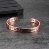 Bangle äkta kopparmagnetisk armband för kvinnor justerbar vintage viking ren koppararmband och manschettarmband koppar magnetiska armband 240319