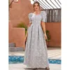 Ropa étnica 2024 Elegante Abaya Estampado floral Mujeres musulmanas Manga corta Vestido largo Maxi Puff Kaftan Turquía Vestido de fiesta árabe Vestidos