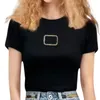 24 Sommer-Damen-Designer-T-Shirt, Designer-Tops mit Buchstaben-gesticktem T-Shirt, Mädchen, Milan Runway Crop Tops, Marken-Designer-Pullover, kurzes Hemd, Oberbekleidung, schmaler Strickpullover