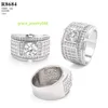 925 Sterling Silver 1,5 CT -runda snitt VVS Moissanite Main Diamonds Men Champion White Gold Plated Rings