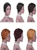 Pixie Cut Ocean Wave Short Bob Wig Natural Finger Wave Peruvian Human Hair Wigs For Black Women Machine Made Glueless Wig Burgundy5438201